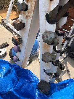 Dumbbell rack with 55lbs of weights