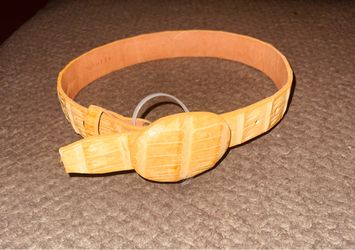 Exotic Skin Leather Belt with Oval Buckle