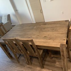 Solid Wood Table With 4 Chairs and Bench 