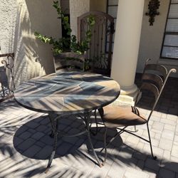 Slate Top Patio Table And Two Chairs