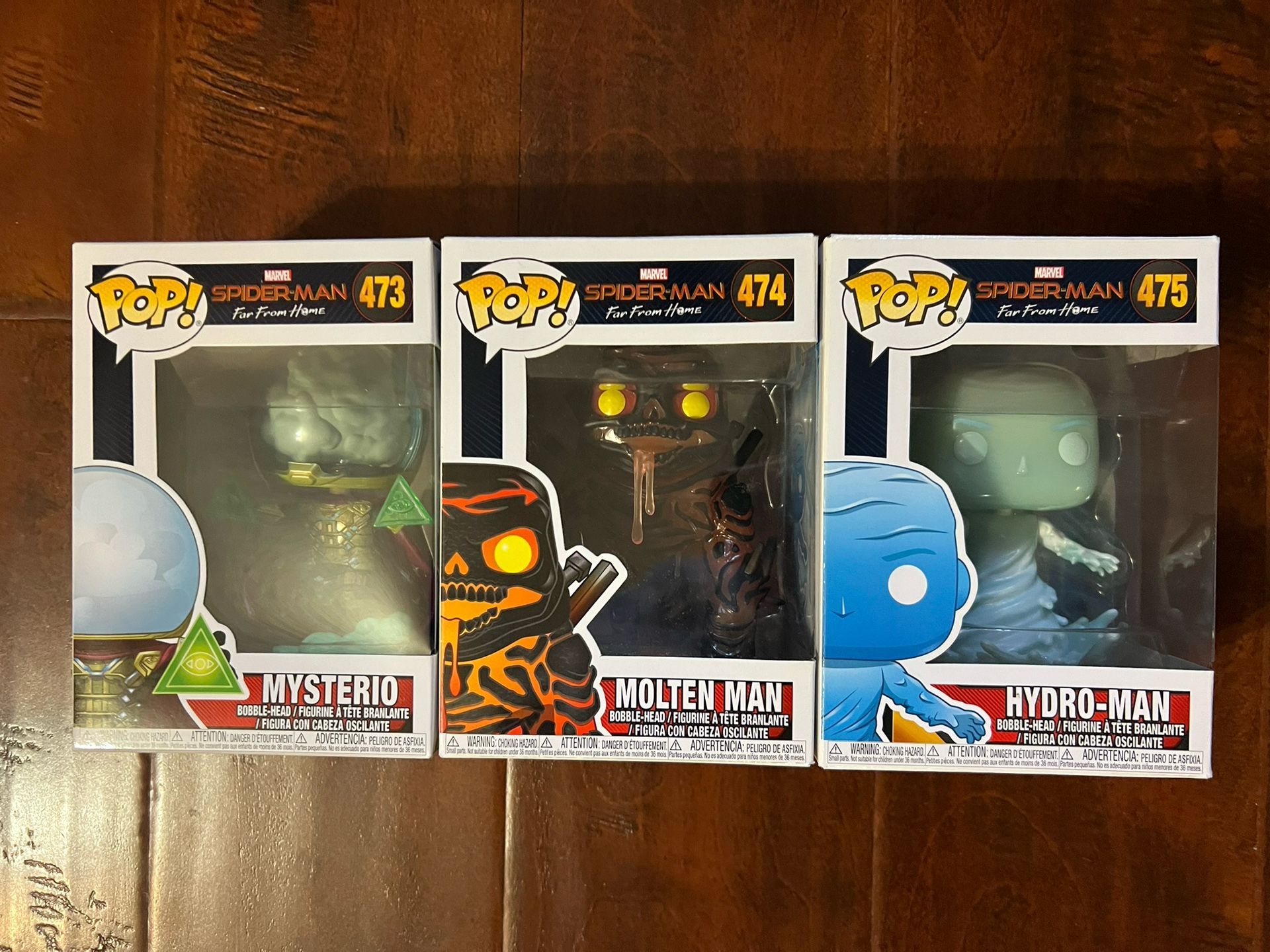 Funko Pop! Marvel Spider-Man Far From Home Set (Mysterio, Molten Man, Hydro-Man)