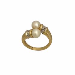 Ring yellow gold 10k. Pearls