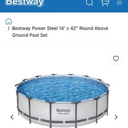 New!!! Bestway Power Steel 14’ X 42” Round Above Ground Pool Set