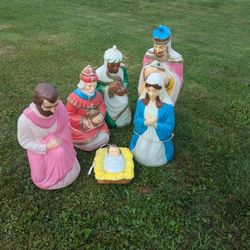 Vintage Blow Mold Nativity Set 