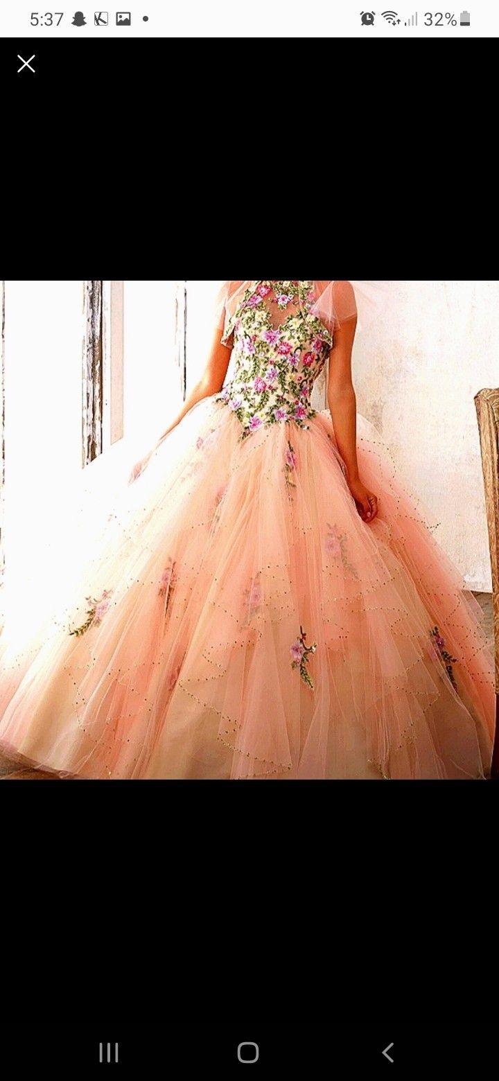 Mori Lee. Madeline Gardner, Embroidery & Beading On A Flounce Tulle Ballgown