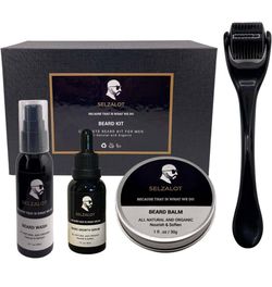 Beard Growth Kit Men’s Beard Care Kit Grooming Set 5 Pieces Beard Products with Wash, Oil Serum, Balm and a Gift Box for Men Self Care