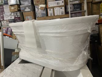 Vanity Art Versailles 59 in. x 29.5 in. Acrylic Flatbottom Freestanding Soaking Bathtub with Center Drain in White/Polished Chrome