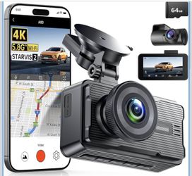 New 4K Dash Cam Front and Rear with 5Ghz WiFi GPS, Dual Dashcam with 64GB Card