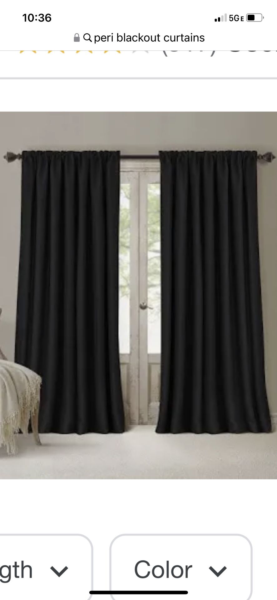 Black Room Darkening Blackout Curtains Peri 54”x80” 2 Panels