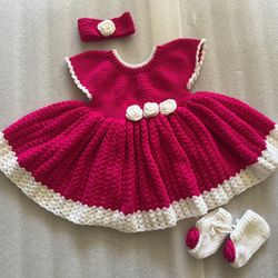 Handmade Crochet Dress Set For The Little Princess.
