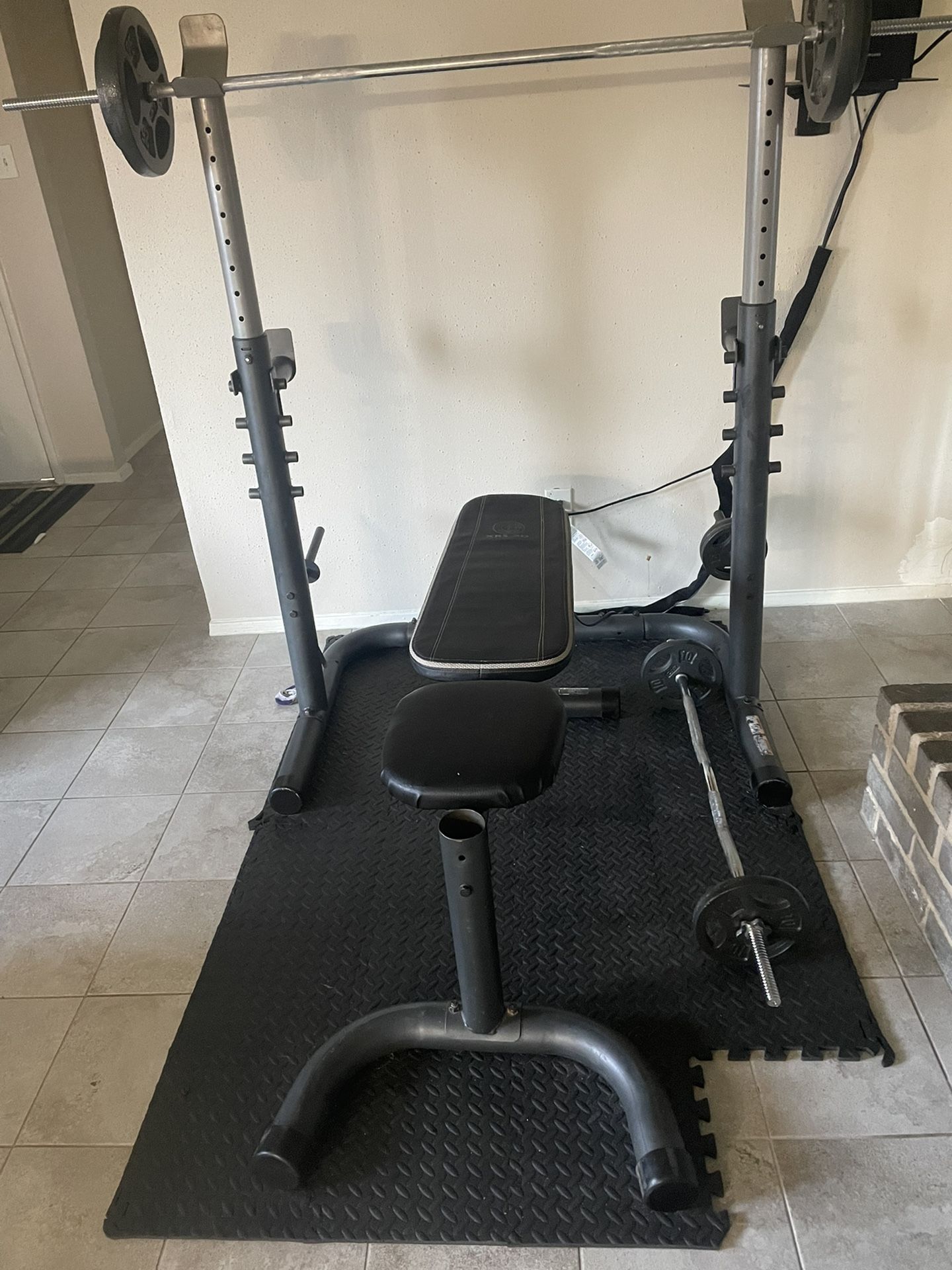 weight bench and squat rack set