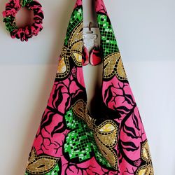 African Fabric Hobo Purse SET