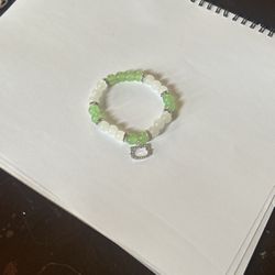 Hello Kitty Green And White Bracelet