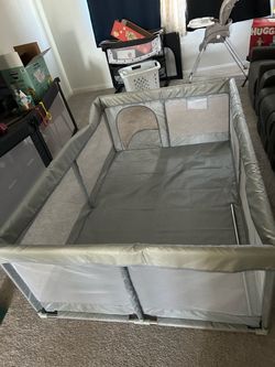 Large Gray Baby Playpen Play Yard