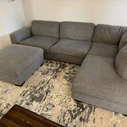 Grey Sectional Sofa With Ottoman