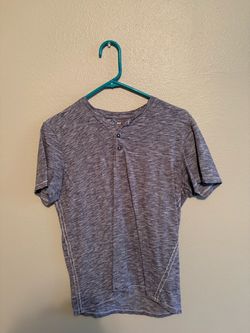 Gray Heathered Henley Short Sleeve Shirt