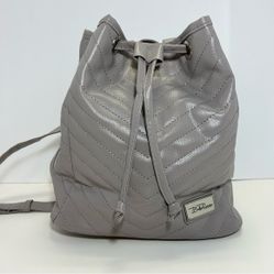 NEW! Belle Russo Faux Leather Quilted Backpack/Purse - Tan/Gray