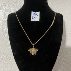 10K Yellow Gold Franco Chain and Pendant For Wedding 20 Inches Long 