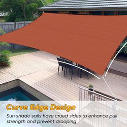 LIKE NEW 10'x13' Rectangular Sun Shade Sail HDPE 95% UV Block Breathable Windproof Patio, Garden