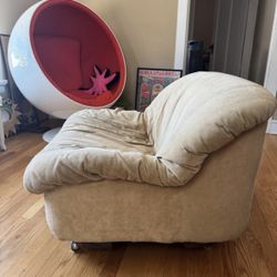 Vintage Cream Chair On Wheels