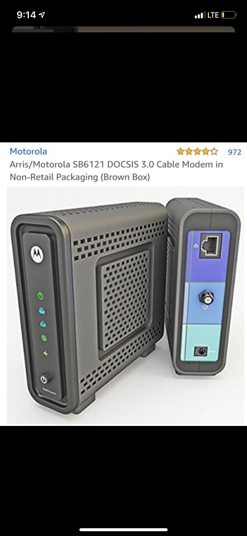Motorola SB6121 cable modem and Netgear N600 WiFI Router