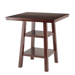 Winsome Wood Orlando High Table with 2 Shelves, Walnut Finish