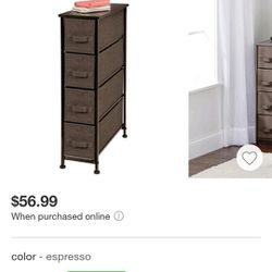 Narrow Dresser Storage
Tower Stand with 4 Fabric Drawers
Espresso Brown