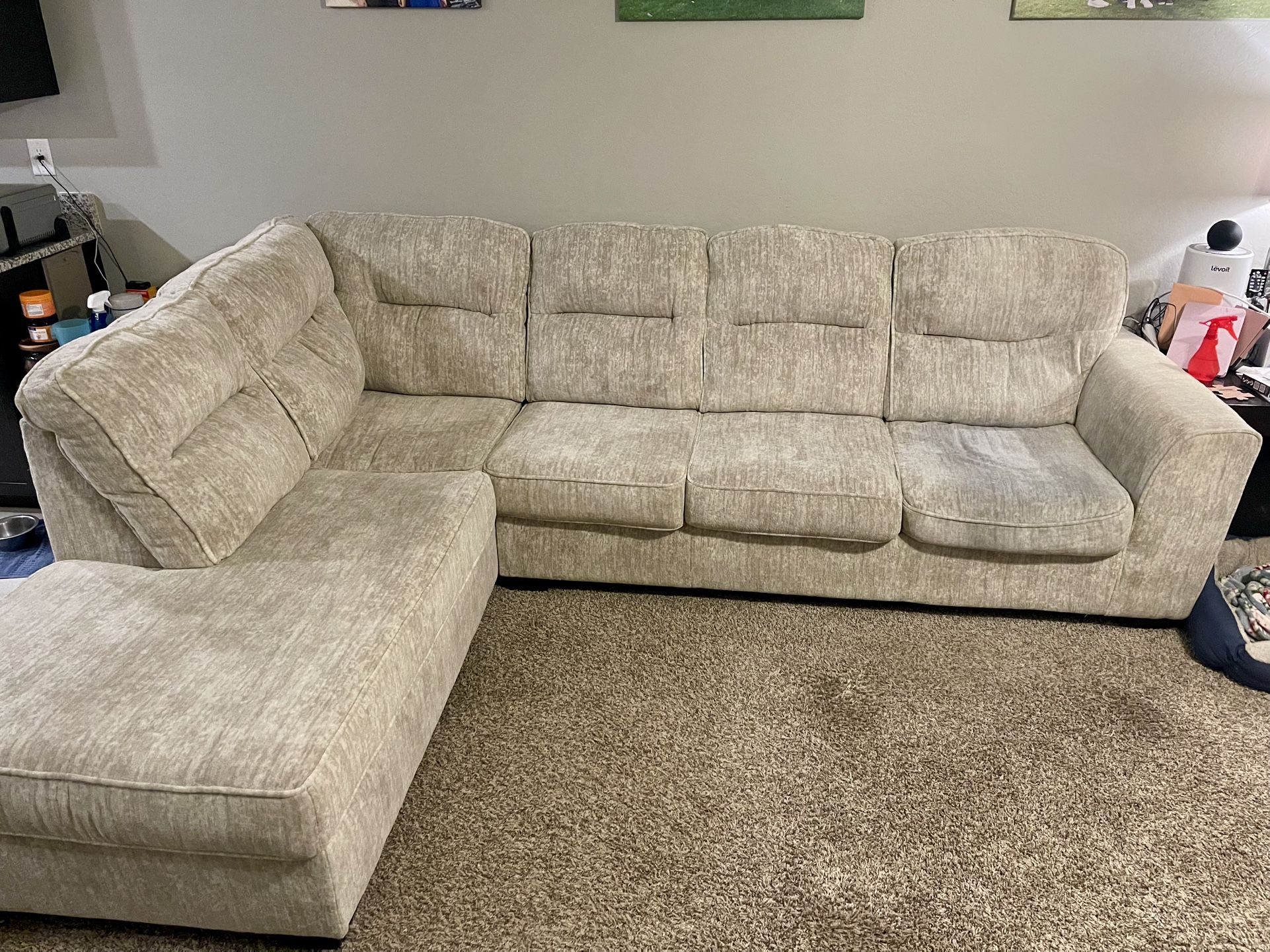Ashley Couch With Chaise Lounge And Large Ottoman 100.00 OBO
