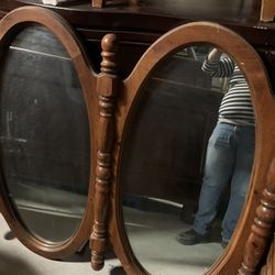 🌺VINTAGE DOUBLE MIRROR-BROWN COLOR-SOLID WO🌺