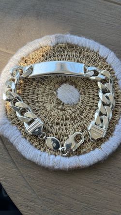 Silver Cuban Link ID Bracelet Italy