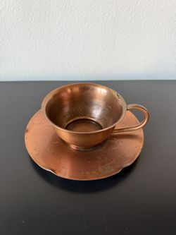 Hand-Hammered Copper Plate & Cup – Vintage