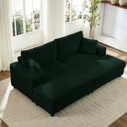 85in storage sofa, Oversized Chaise Lounge with Wide Storage Ottoman, Modern sleeper couch