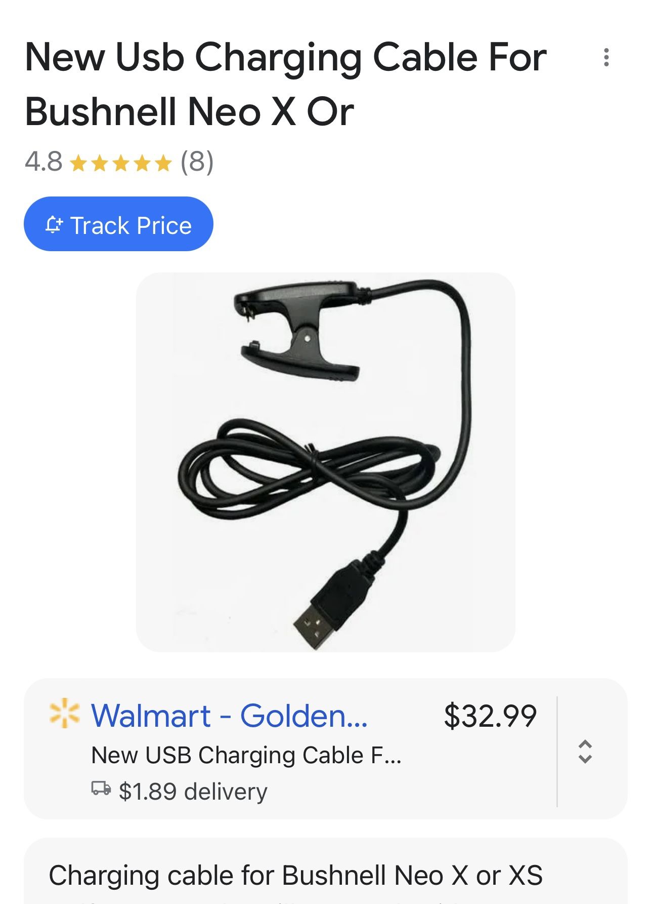 Bushnell Neo X or XS golf GPS watch Charging cable for Sale in Roselle