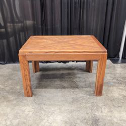 Brown Wood End Table with Geometric Top