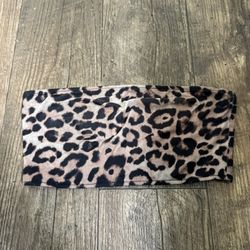 Frankie’s bikinis bandeau leopard cheetah print bikini top- XS