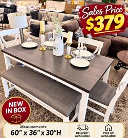 6-pc dining table set with bench