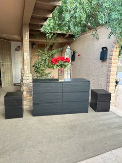 Black dresser + nightstands