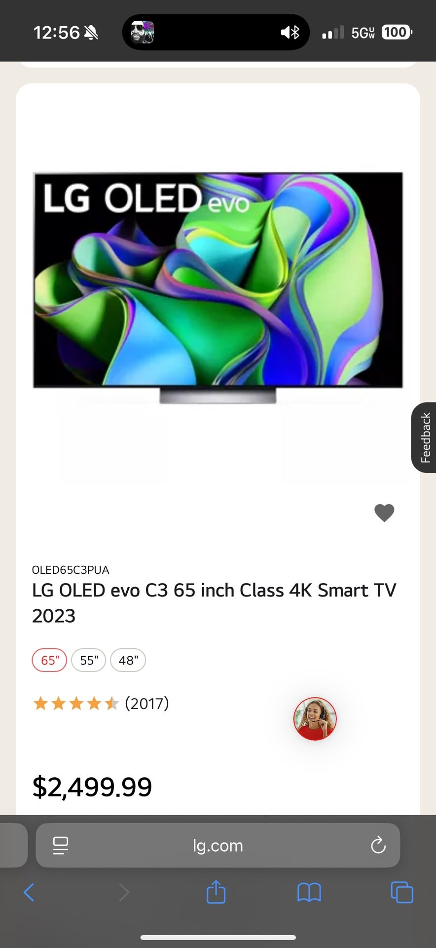 LG 65” OLED evo C3