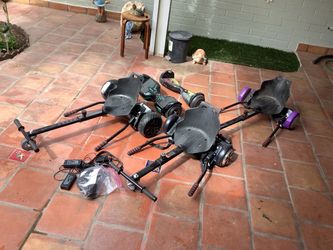 Three hoverboards seats and chargers&parts