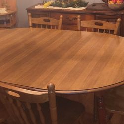 Antique Wood Table And Chairs
