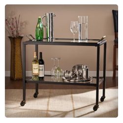 Boston Loft Furnishings Kirk 34-in x 30-in Black Rectangle Bar Cart