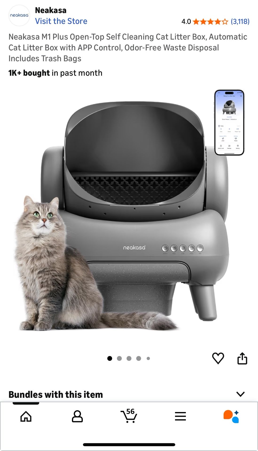 Neakasa M1 Plus Open-Top Self Cleaning Cat Litter Box, Automatic Cat Litter Box with APP Control, Odor-Free Waste Disposal Includes Trash Bags