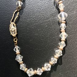 Vintage 1950s-‘60s Multi-faceted Bicone Graduated Crystal Necklace 20”