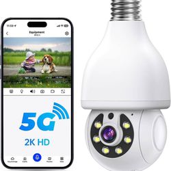 new Light Bulb Security Camera, 5G& 2.4GHz WiFi 2K Security Cameras Wireless Outdoor Motion Human Detection,Two-Way Talk,Full Color Night Vision,Siren