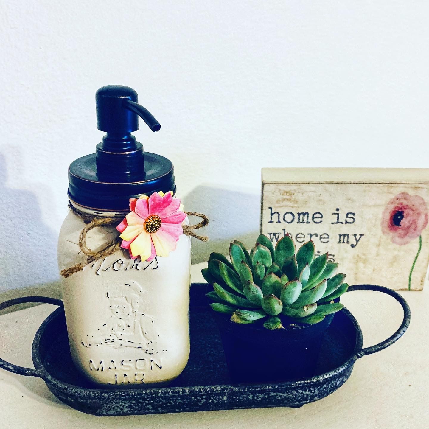 Vintage collectible MJ with Dispenser lid and Succulent natural plant