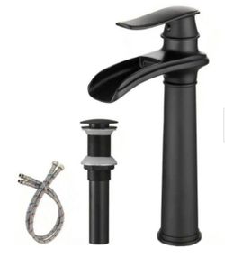 BWE Single Handle Single Hole Vessel Sink Bathroom Faucet In Matte Black