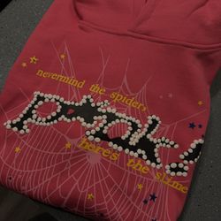 Pink Sp5der Hoodie Medium  