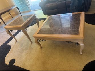 Beautiful Marble Top Coffee & Side Table Set