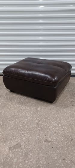 Dark Brown faux leather ottoman with storage