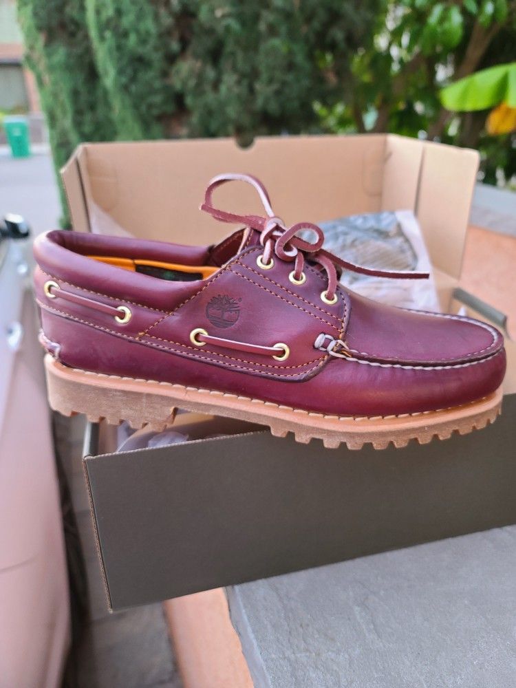 NEW Timberland Men's 3-Eye Lug Handsewn Boat Shoe - Burgundy - US Men's 9